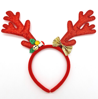 Rentier Haarreif Stirnband Weihnachten Glocken Bling Kopfschmuck Haardeko Neu