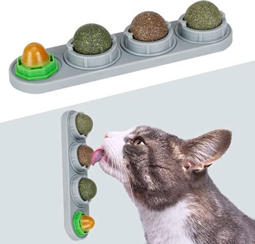 Kitten Chew Toys Treats Biting Catnip Ball Rotating Pets Supplies Licking Wall