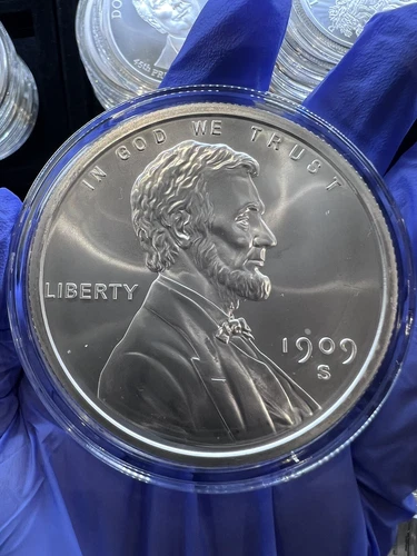 5 oz Lincoln Wheat Cent Silver Round .999 FINE SILVER In Capsule & Pouch