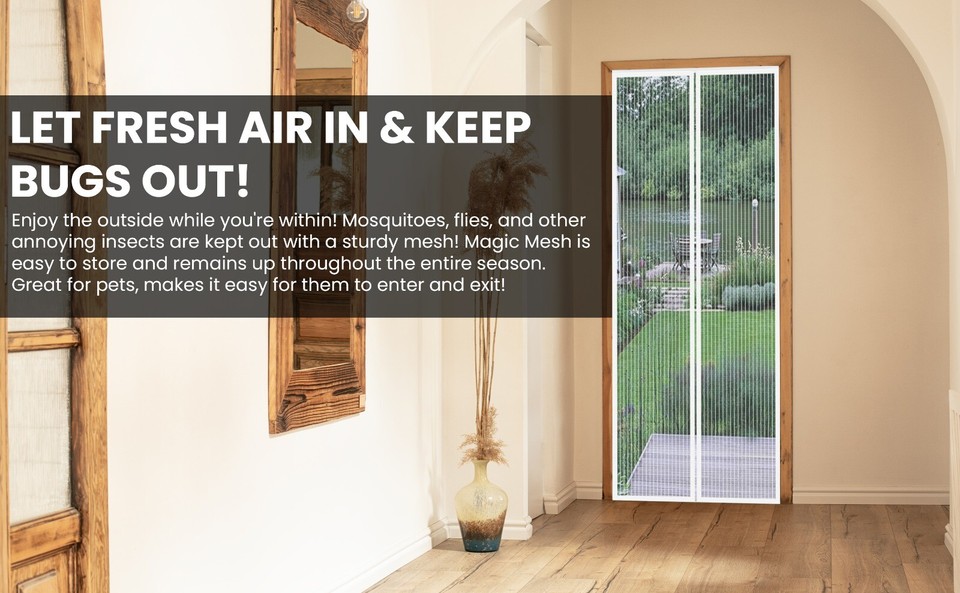 Magnetic Mesh Door Magic Protection Curtain Snap Fly Bug Insect ...