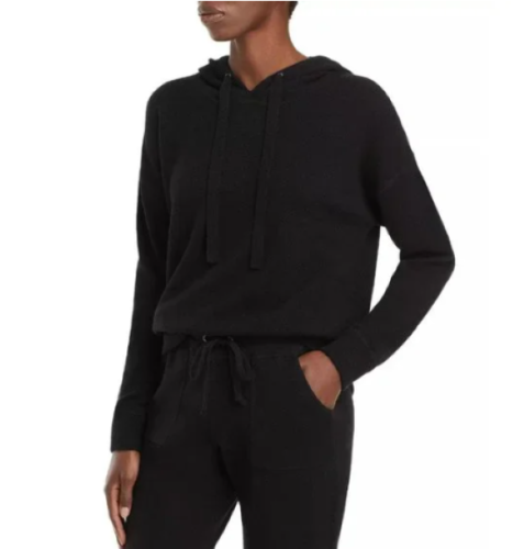 C Designer women's 100% Cashmere Black Hoodie Sweater - Small- retail $198