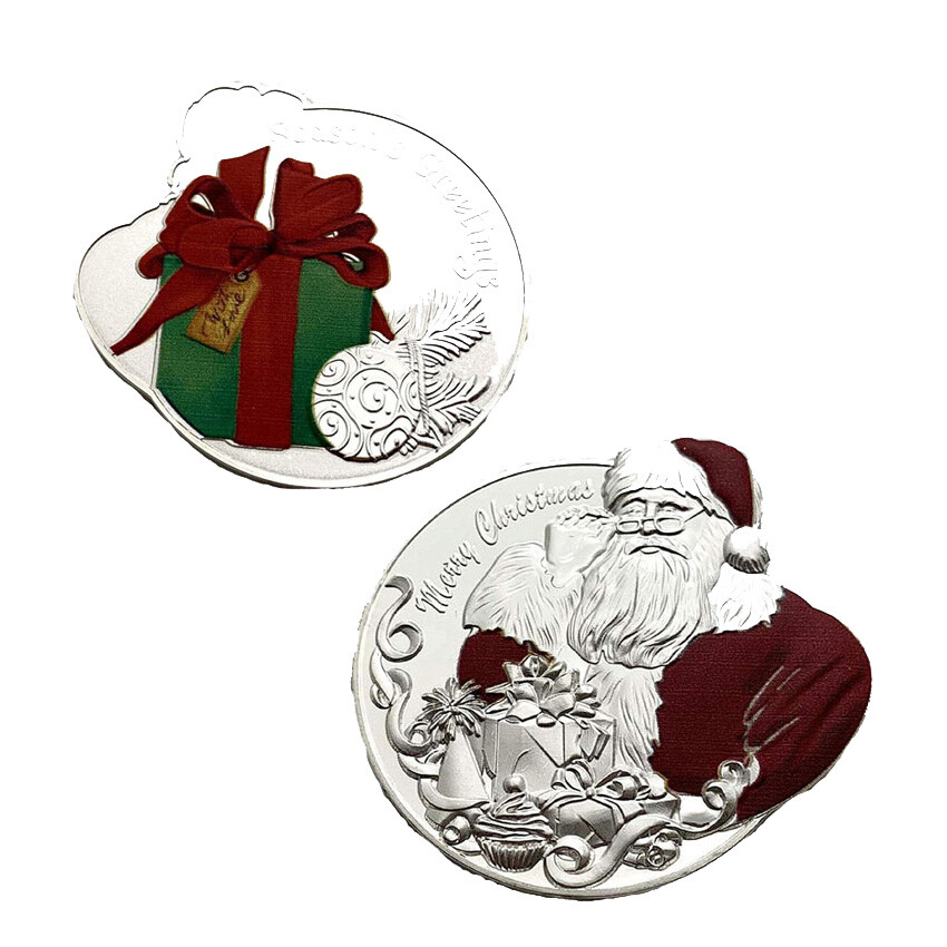 Merry Christmas Commemorative Coin Collectible Santa Claus Round Novelty Gift