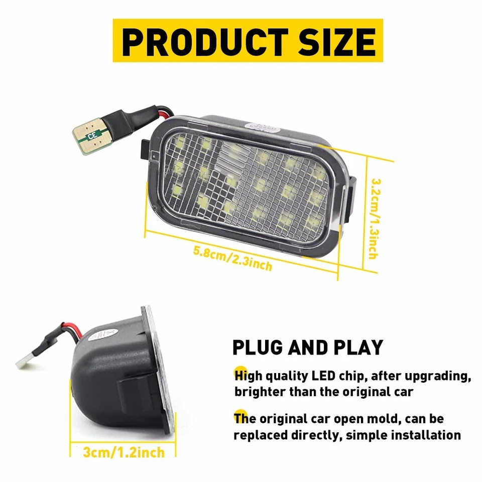 Conjunto de 2 luces LED de charco de espejo lateral para Cadillac Escalade 2007-2014 EE. UU. Foto 3 de 4