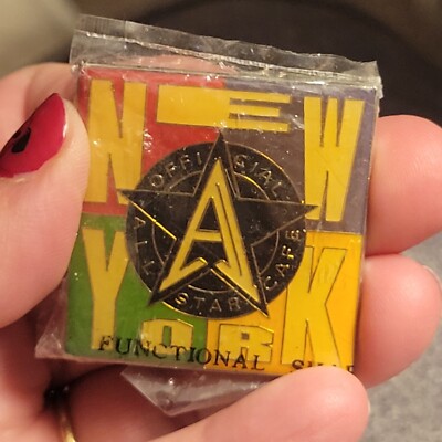 1995 Official All Star Cafe New York Sealed Square Pin Pinback Lapel Badge