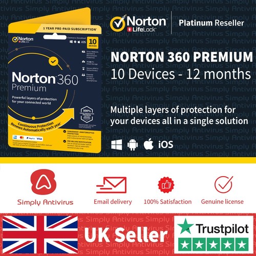 Norton Antivirus 360 Standard 1, Deluxe 3, 5 Premium 10 Devices - 5 Min Delivery - Picture 11 of 12