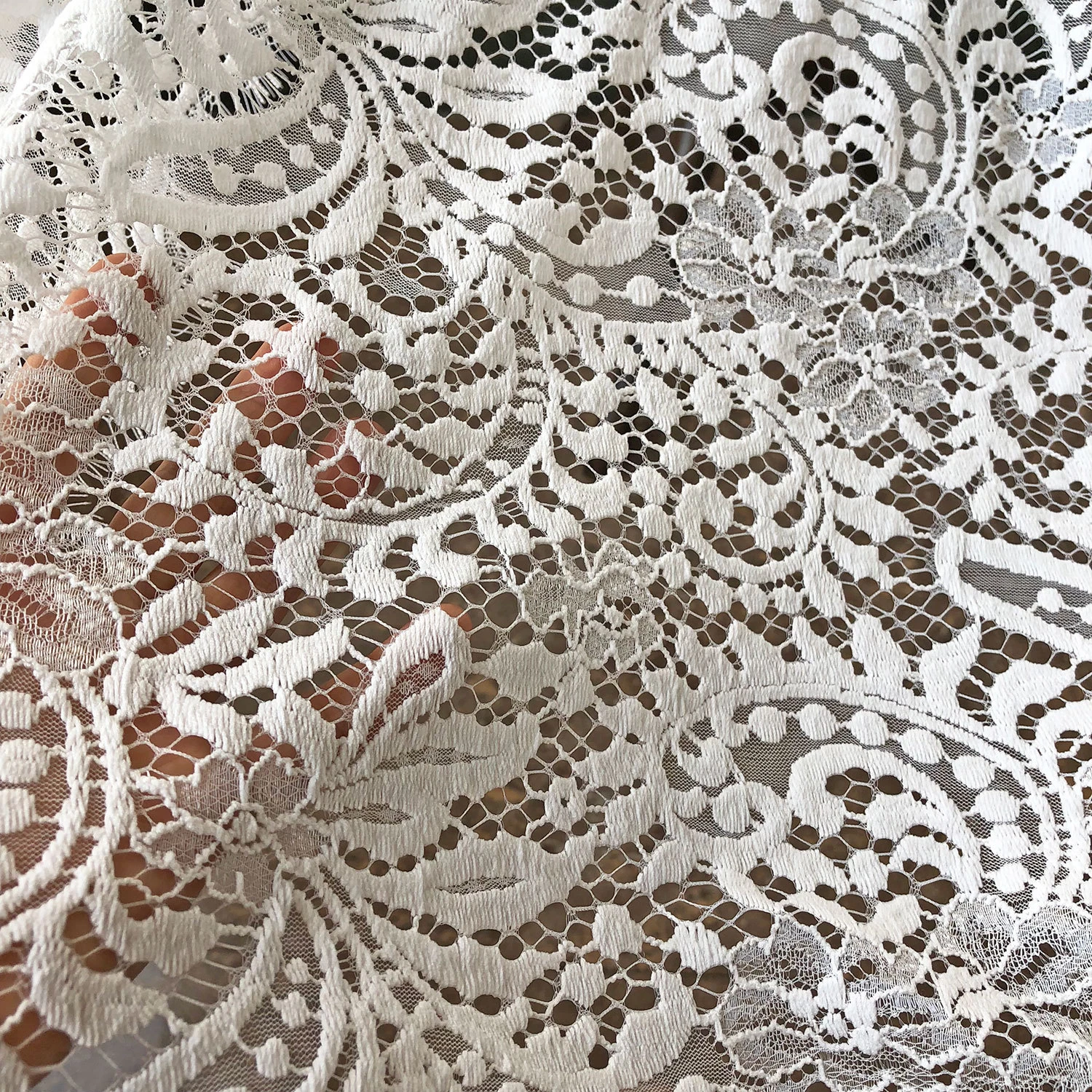 OFF WHITE Abito da sposa ricamo bianco ciglia fiori fai da te tessuto pizzo 65 cm * 280 cm pz