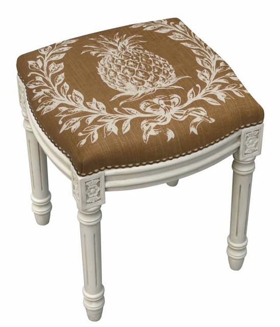 Stools Pineapple Upholstered Stool Vanity Seat Brown Linen Seat Cushion For Sale Online