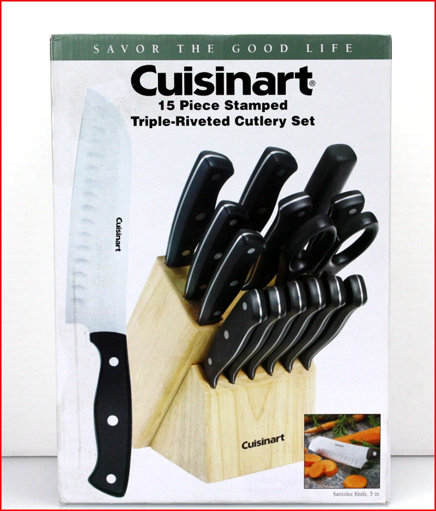 Cuisinart 15-Piece Knife Set with Block, High Carbon Stainless Steel