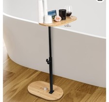 C-shaped Bamboo Bathtub Tray Side Table Adjustable Height Bath Tub Table Stand