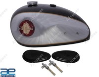 BSA A7 A10 Kraftstofftank Vorne Schwarz Chrom Stahl Mit Deckel & Kniepolster