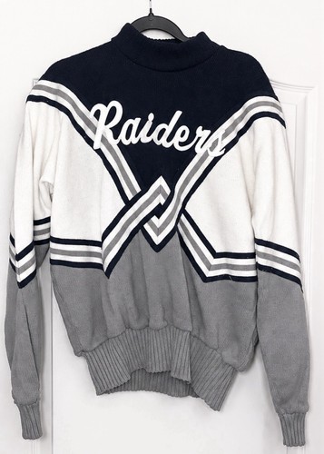 Vintage 80’s Raiders Cheerleading Uniform Sweater NFL Blue WHITE Varsity XXL