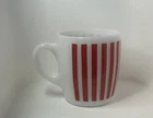 Vintage Hazel Atlas Red/White Candy Stripe  Milk Glass Coffee Mug Cup EUC
