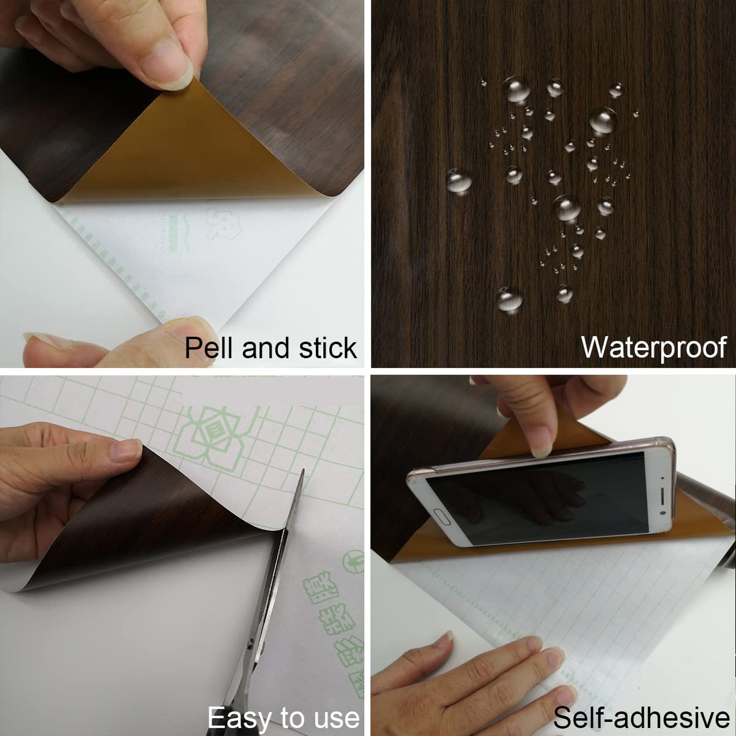 Dark Brown Wood Grain Contact Paper Thick Walnut Wood Wallpaper Peel Stick Bl...