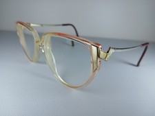 1980's Drop Arm Rose-Yellow-Gold Oversized Eyeglasses Frame 55/14 135 mm