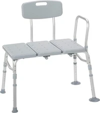 Medline Transfer Bench for Bathtubs and Showers, Adjustable Shower Bench & Seat