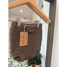 The Simple Folk Alpaca Bloomer Fawn Brown Knit Shorts Bow Size 4-5Y Fall Cozy