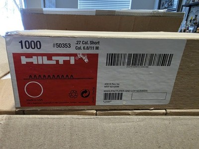 New Hilti 6.8/11 M .27 Cal. Short Red 100 x 10 (1000 Shots) - Sealed Box #50353