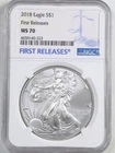 2018 1oz Silver American Eagle MS70 NGC 4650140-323 First Releases