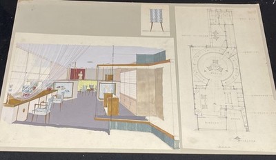Frederick H Cork Original 1940-50 s Interior Architectone Living Space Design