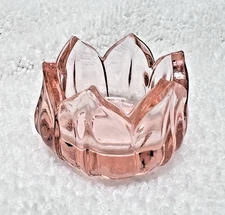 Vintage Soft Sweet Pink Lotus Blossom Glass Salt Dip 1 1/8 T x 1.5 W