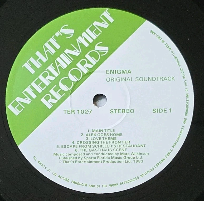 Original Soundtrack Enigma Vinyl LP Album Near Mint - Archive TER 1027 - Image 3 of 4