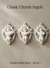 3 Ornate Cherub Angels Musical Wall Decor Hanging Plaques Sculptures Ornaments