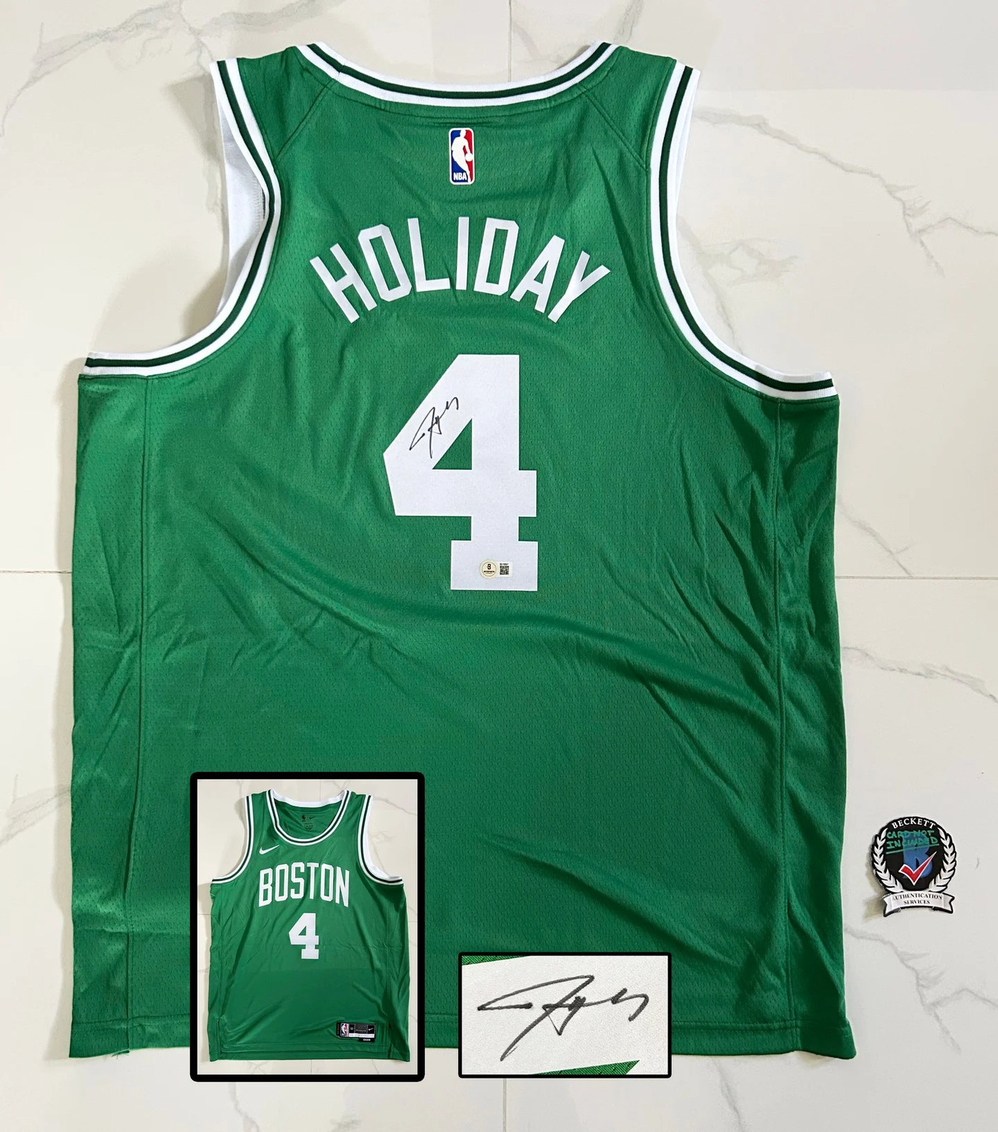 Jrue Holiday Signed Jersey Boston Celtics Beckett BAS COA 