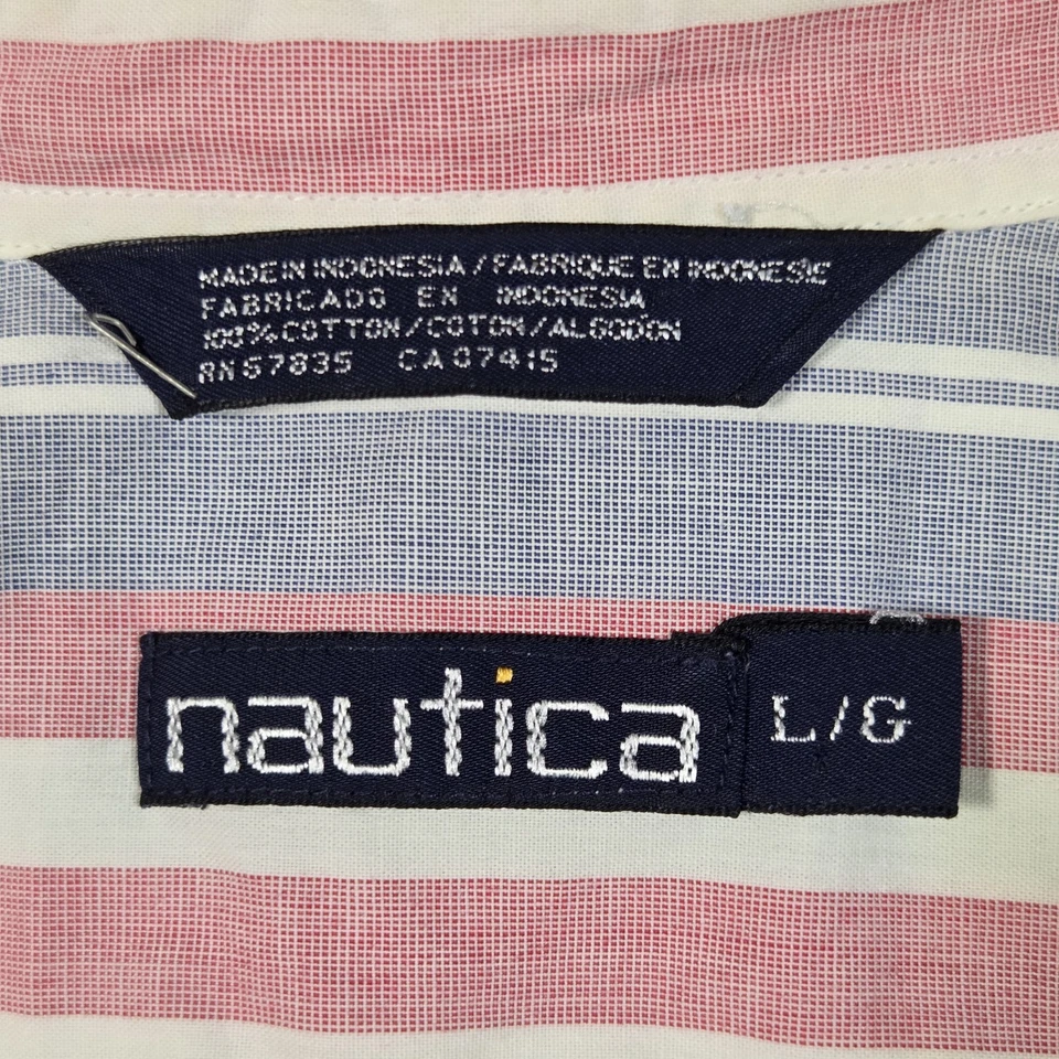Camisa Nautica De Colección Para Hombre L Multicolor Rayas Pastel Años 90 Preppy Colorblock Foto 2 de 4