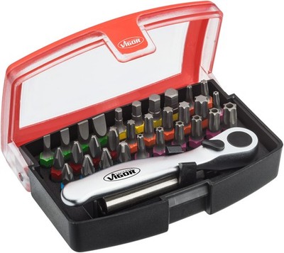 VIGOR Bit Box V5502 1/4'' Schlitz Profil, Innen Sechskant Profil Kreuzschlitz