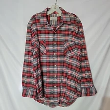 Vintage Large - WILSHIRE Red, Green, Blue Thick Plaid Flannel, Long Sleeve Shirt