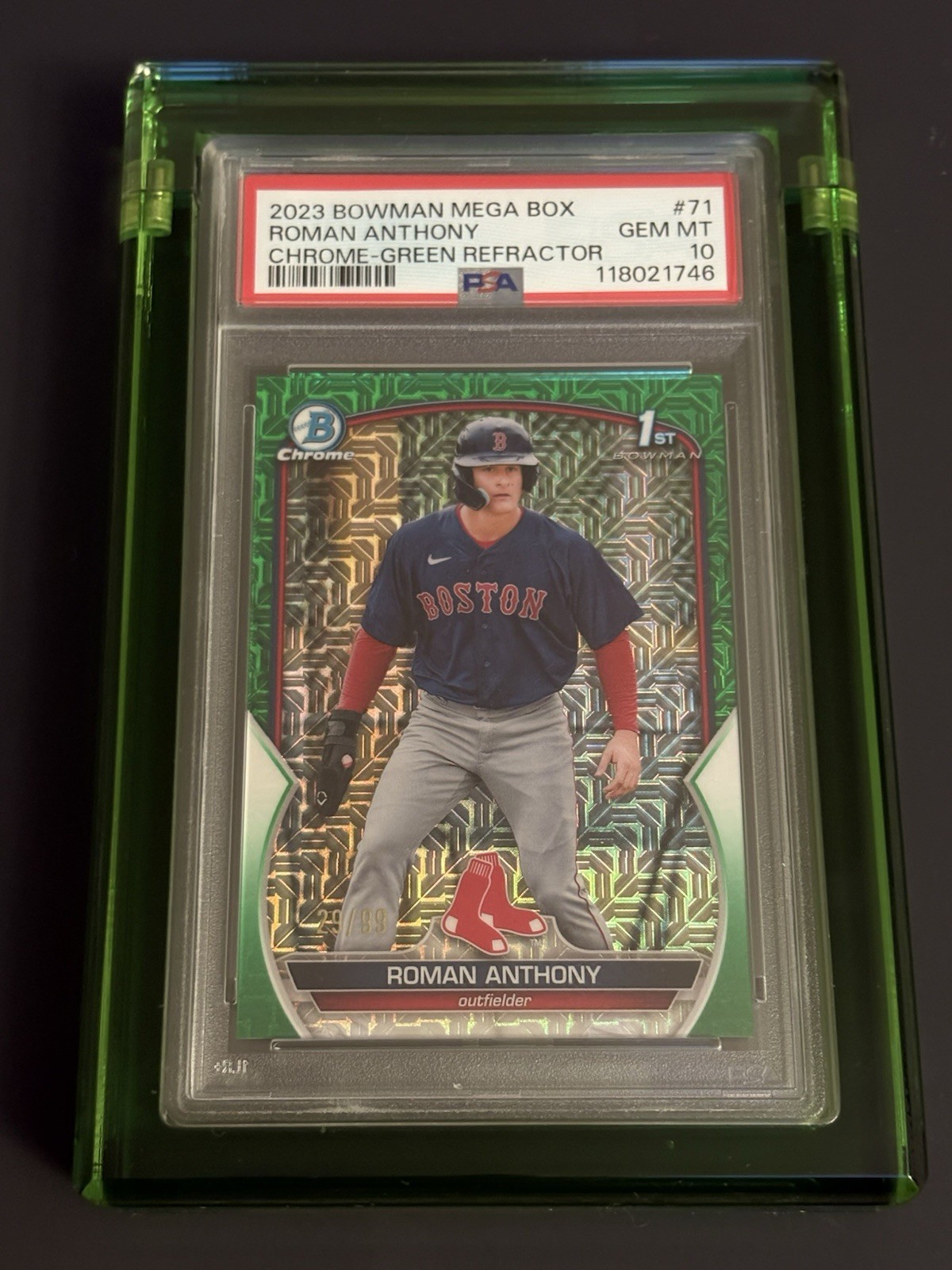 2023 Bowman Mega Box Roman Anthony Chrome 1st Green Mojo Refractor 29/99 PSA10
