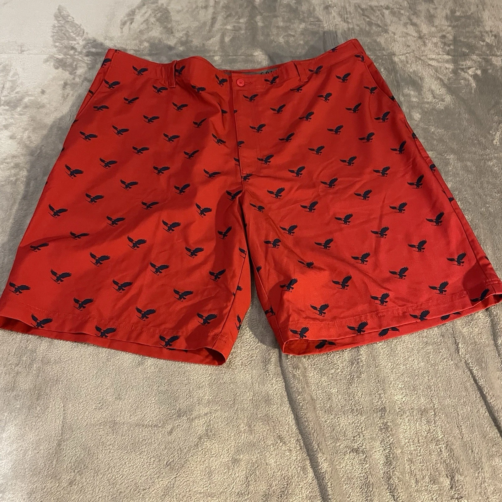 Golf america shorts Men’s Size 42 Great Condition Red With Black birds Print