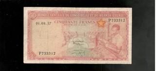 Belgian Congo 1957 50 Francs Fine !