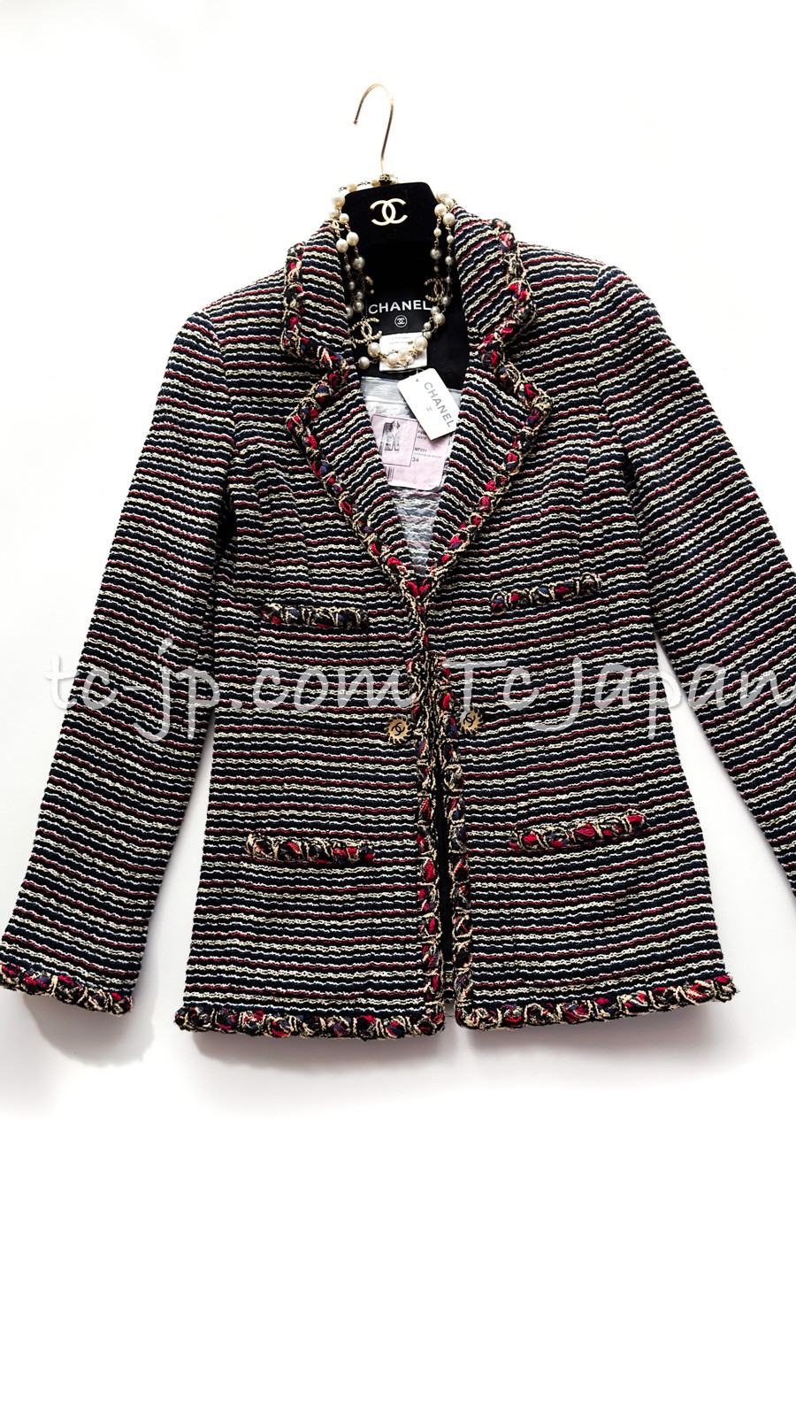 CHANEL 11C Black Border Multi Color Tweed Jacket Karl Lagerfeld CC Button 34 US2 image 2