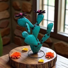 Handmade Metal Art Cactus Nopales Rustic Multicolor Home Garden Decor