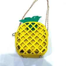 Yellow and green pineapple shaped purse, novelty bag
