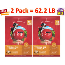 62.2LB/ 2 Pack Purina® ONE® Adult Dog Dry Food - Chicken & Rice, High-Protein 0.56 per pound