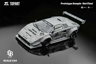 1/64 Topart LB Works Lamborghini Countach Grey LBWK JDM Diecast Alloy Model Car