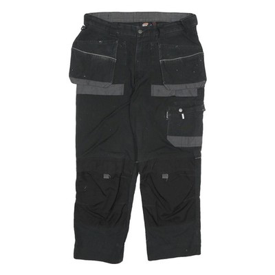 DICKIES Herren Cargo-Hose Baumwollmix Schwarz/Grau Relaxed W36 L27 Arbeitswear