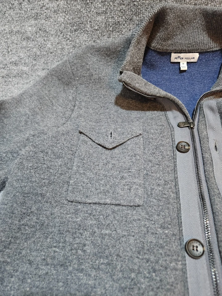 Abrigo Peter Millar Crown Lana Merino Para Hombre Mediano Exterior Invierno Suéter Gris Foto 3 de 4