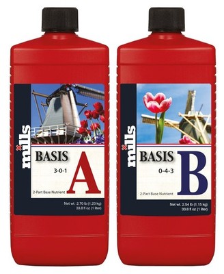 Mills Basis A+B 2x 1 Liter - Dünger Grow Pflanzen Dünger Set Hydroponik Indoor