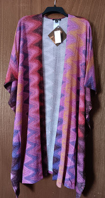 Metallic Shimmer Glam Boho Duster Caftan Swimsuit Cover Up M #1 IMAN Global Chic