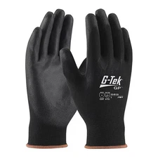 Pip Coated Gloves, Polyurethane, Smooth, Palm, 1 Abrasion Level, Black, L (9) 12