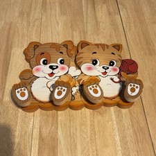 Bartolucci Of Italy Wooden Duo Coat Hanger - Cat & Dog