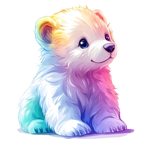 Cute Polar Bear Chibi Colourful Animal Self Adhesive Sticker