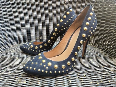 (M032 A42) COSMOPARIS – Escarpins en daim noir à clous dorés Talons 11cm - T.40 - Photo 1/4