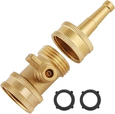 Heavy Duty Brass Jet Nozzle & Shut Off Valve - 2 Pack for High Pressure Cleaning