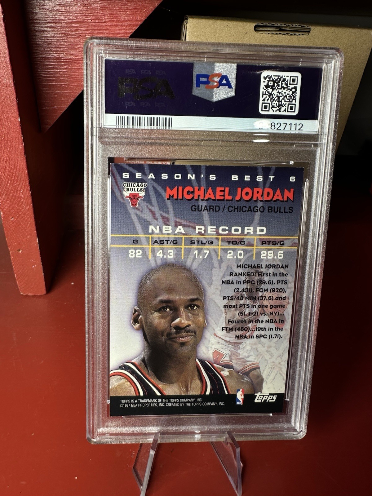 1997-98 Topps - Season's Best Shooting Stars Michael Jordan #6 PSA 7 view 2