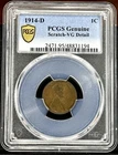 1914-D Lincoln Wheat Cent PCGS Genuine VG Detail KEY DATE Low Mintage 1,193,000