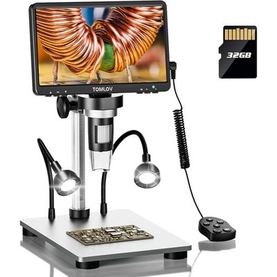 Versatile 7-Inch Digital Microscope: Soldering & Stamp Viewing with LED Lights